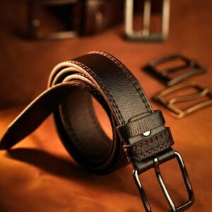 Men’s Premium Textured Leather Belt – Brown