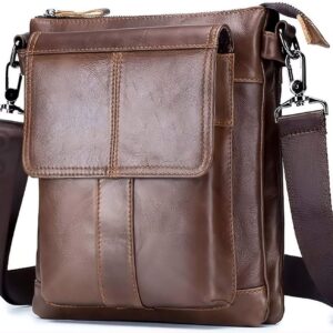 Compact Leather Travel Shoulder Bag – Brown